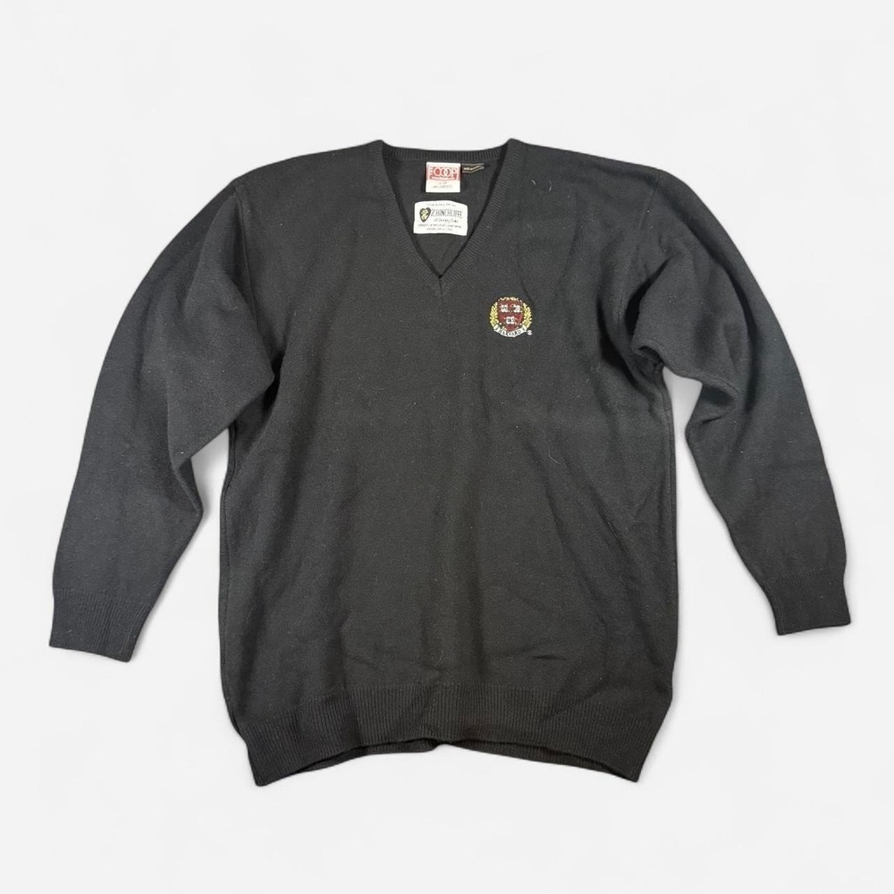 The COOP Black Harvard University Lambs Wool V Neck Sweatshirt England Sz XL